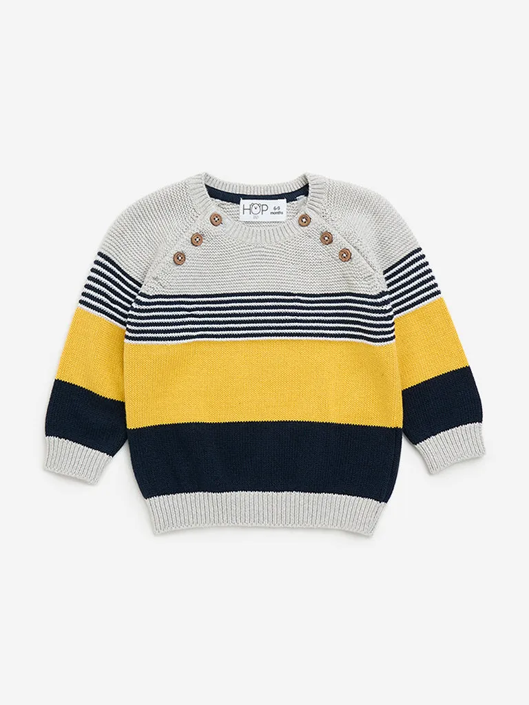 HOP Baby Yellow Striped Cotton Sweater