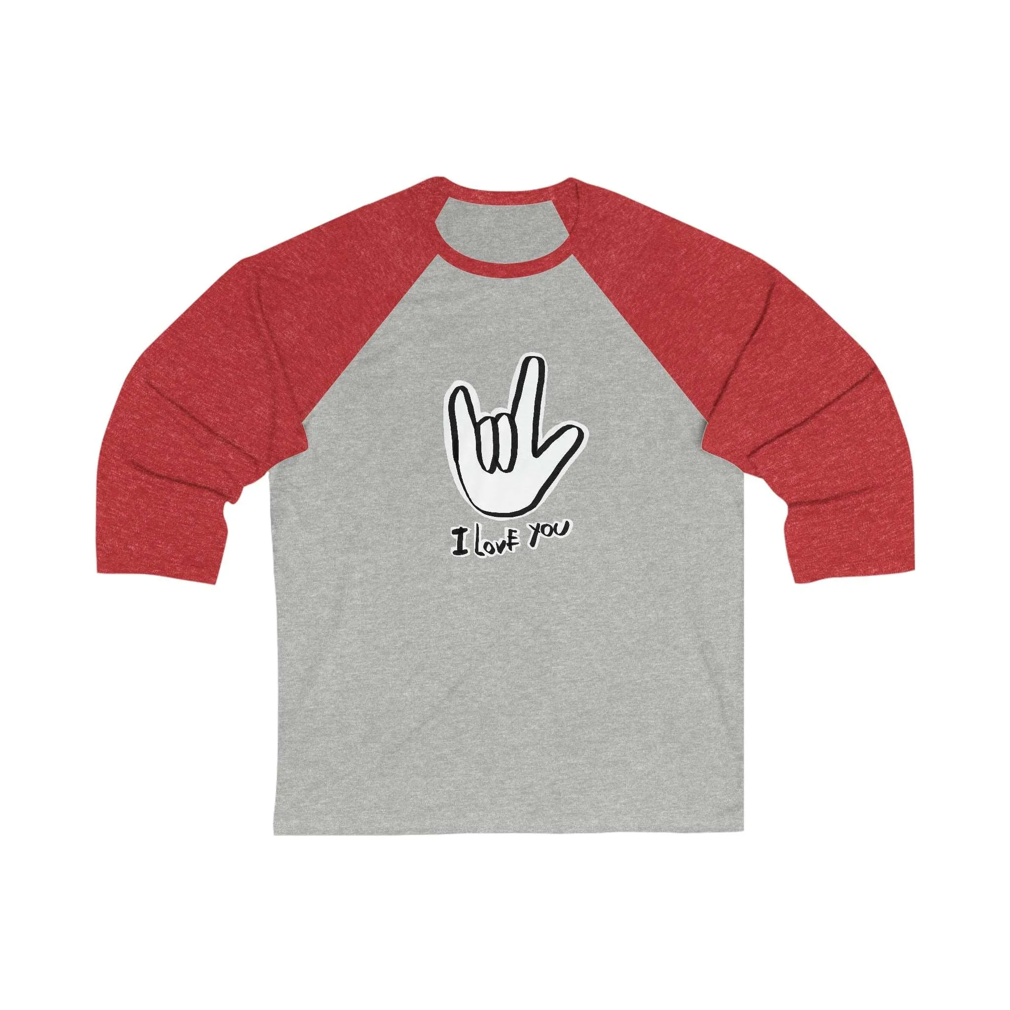 I Love You ASL Adult Baseball Tee