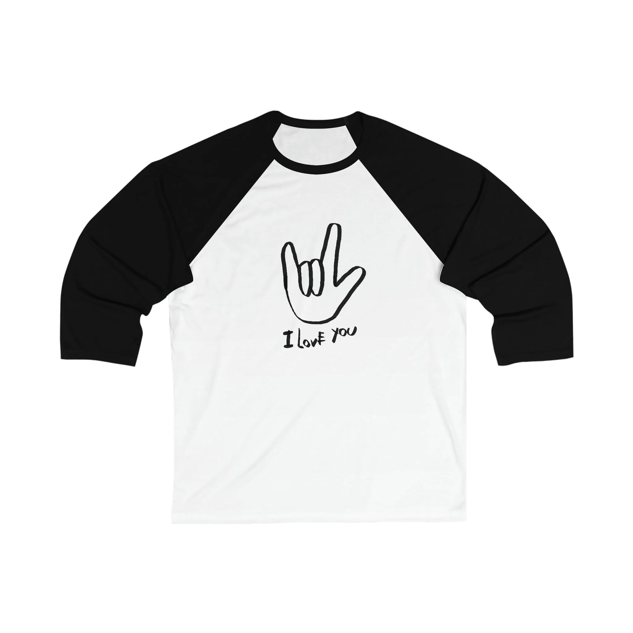 I Love You ASL Adult Baseball Tee