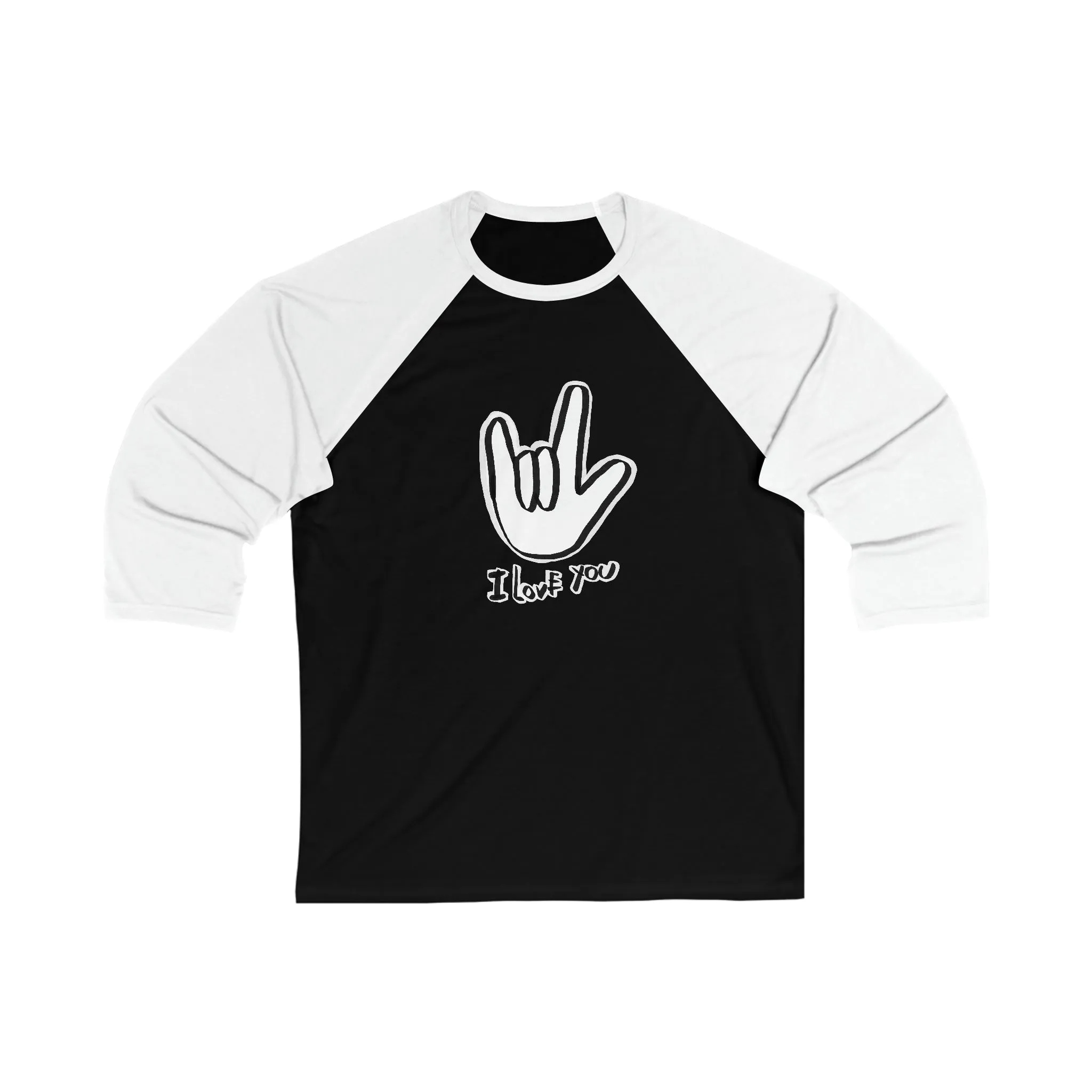 I Love You ASL Adult Baseball Tee