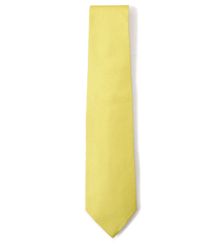 Isaia Lemon Yellow Patterned Silk Tie