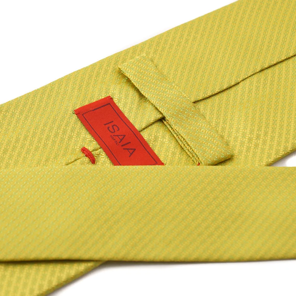 Isaia Lemon Yellow Patterned Silk Tie