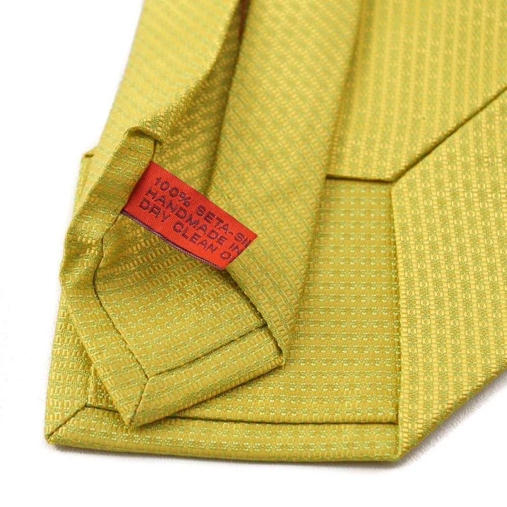 Isaia Lemon Yellow Patterned Silk Tie