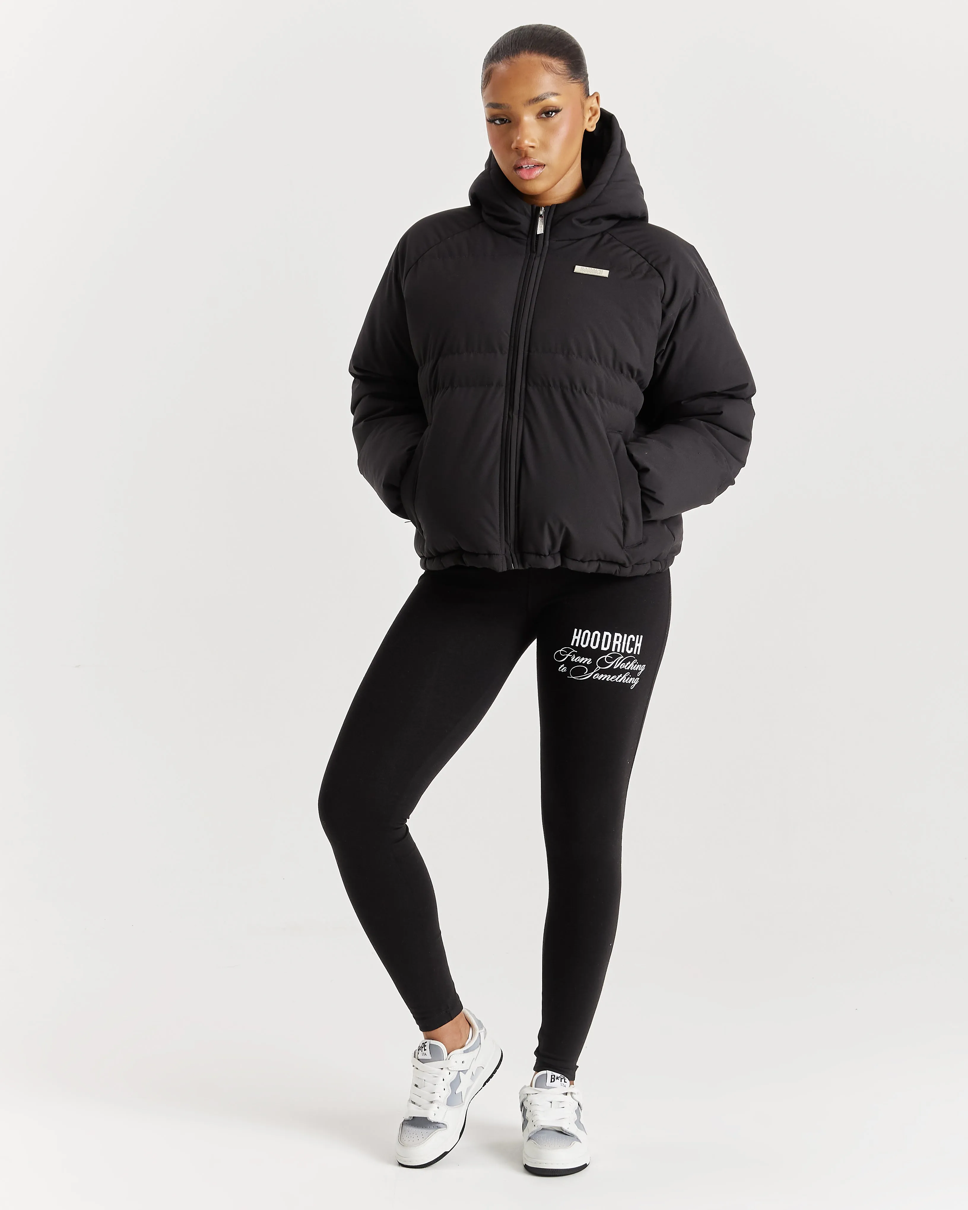 Lara Puffer Jacket - Black/Sliver