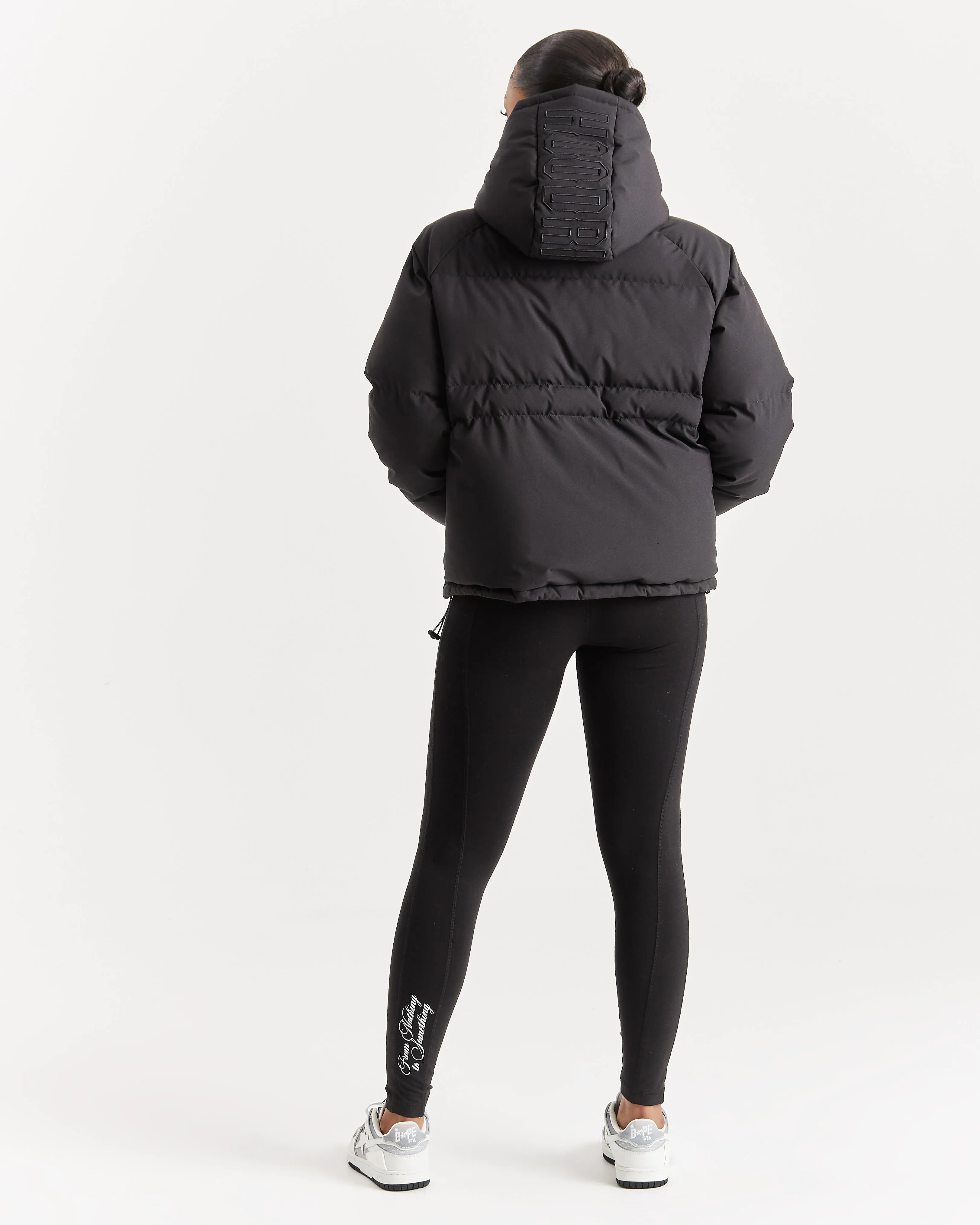 Lara Puffer Jacket - Black/Sliver