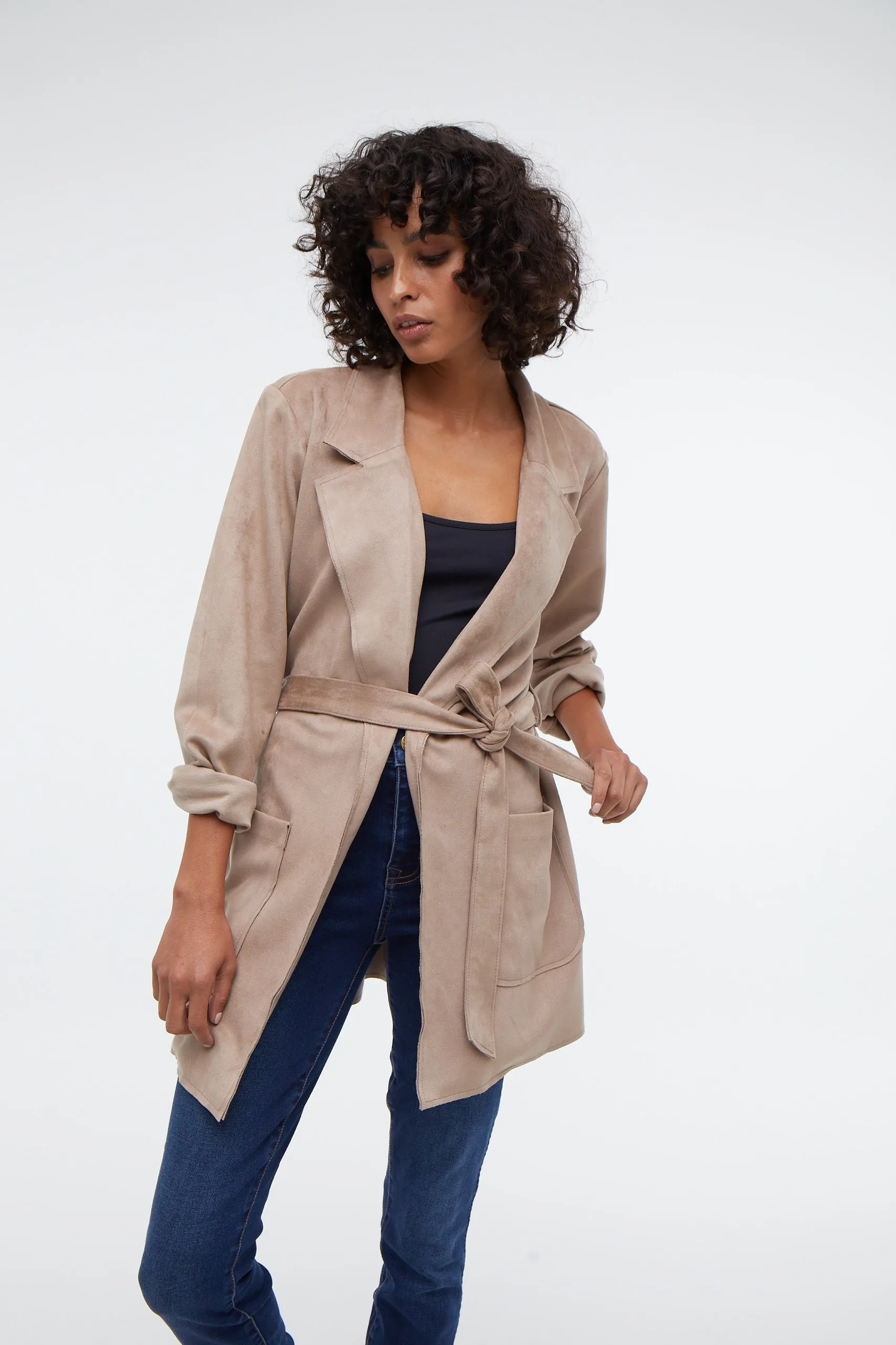 Lauren Belted Vegan Suede Jacket