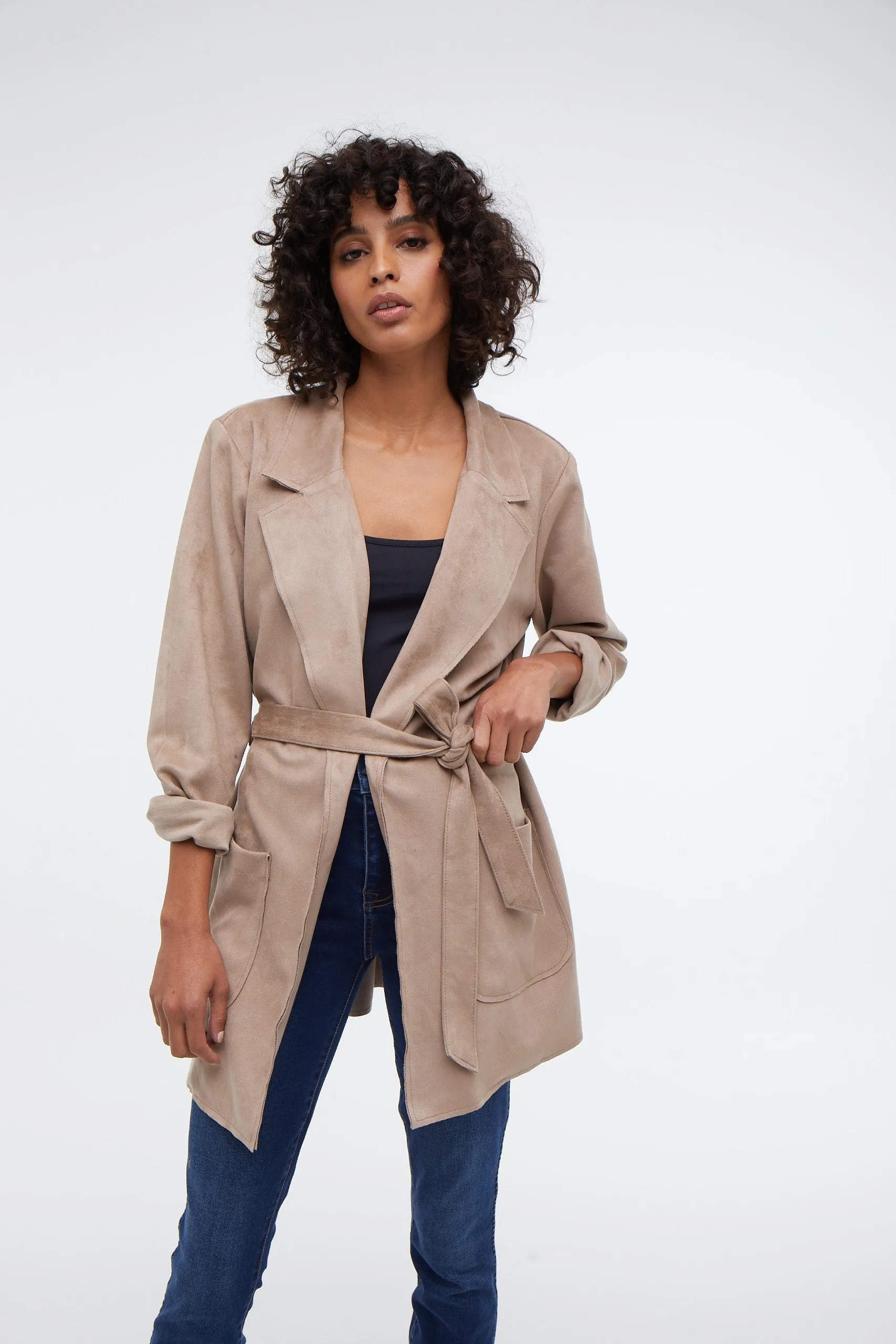 Lauren Belted Vegan Suede Jacket