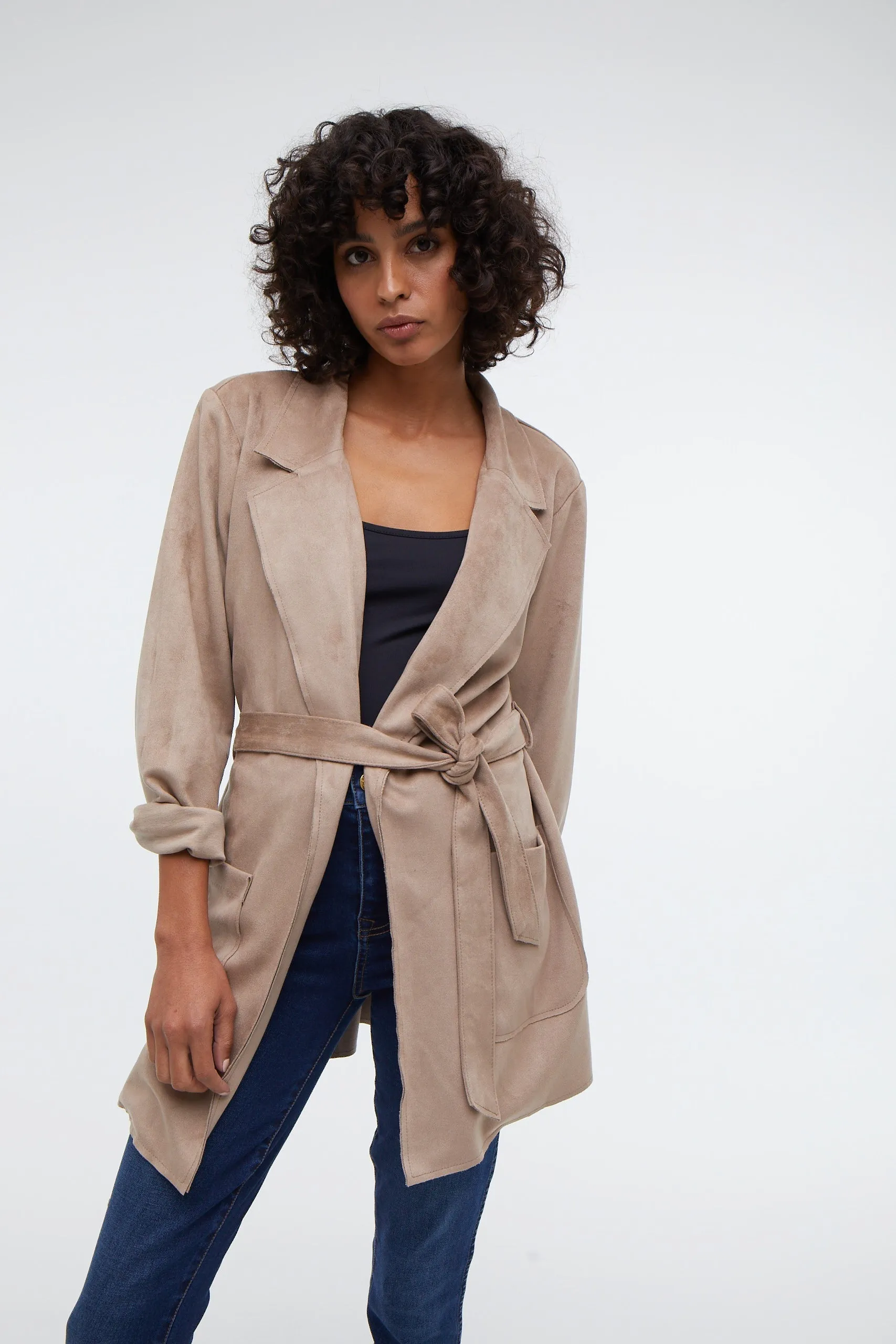 Lauren Belted Vegan Suede Jacket