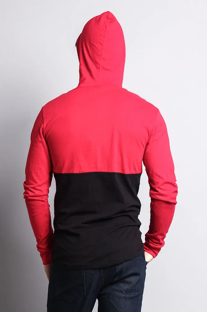 Long Sleeve Color Block Hooded Tee