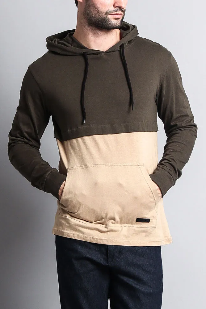 Long Sleeve Color Block Hooded Tee