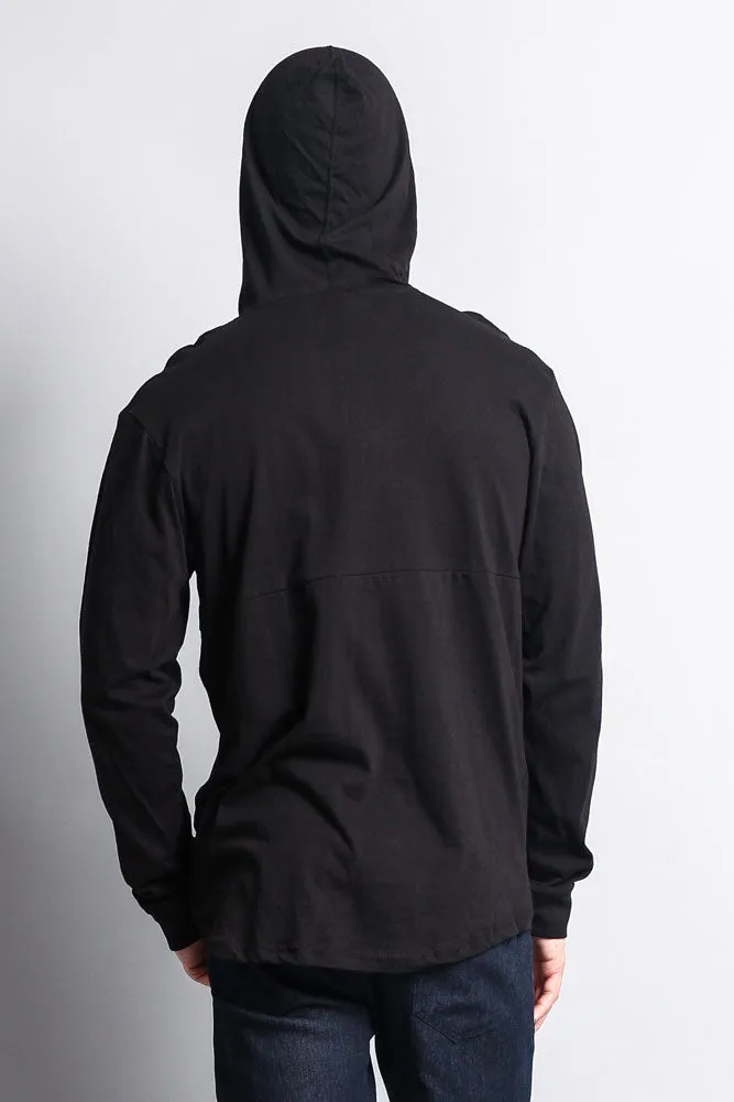 Long Sleeve Color Block Hooded Tee