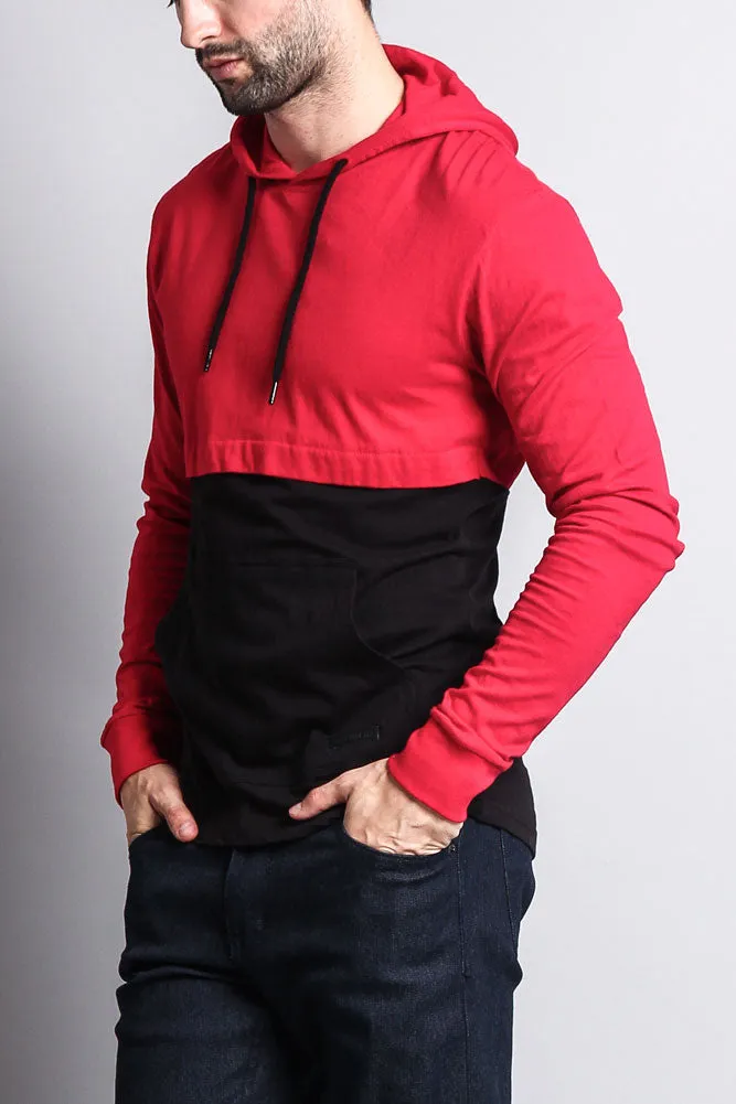 Long Sleeve Color Block Hooded Tee