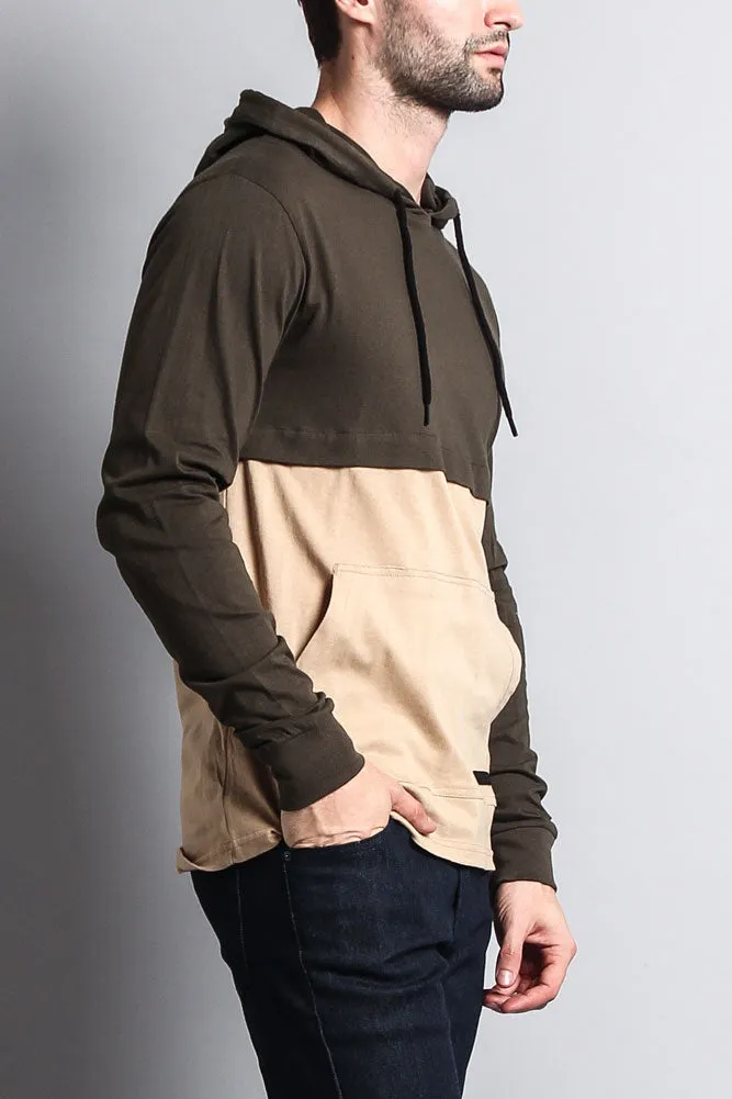 Long Sleeve Color Block Hooded Tee