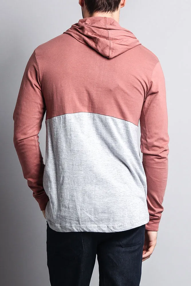 Long Sleeve Color Block Hooded Tee