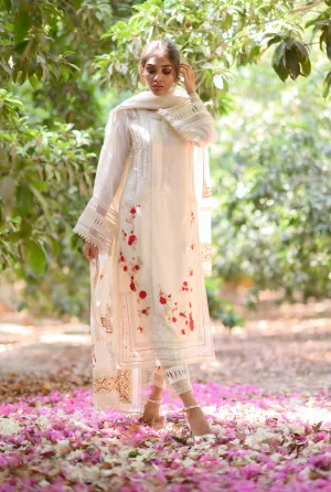 Embroidered Silk Karandi Long Kurta with Block Print Dupatta - Luxury Pret Collection