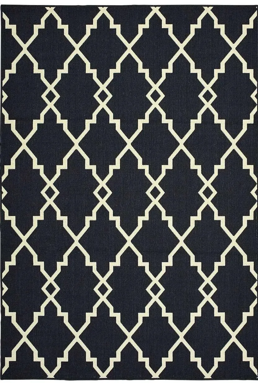 Marina 7763K Black Ivory Rug