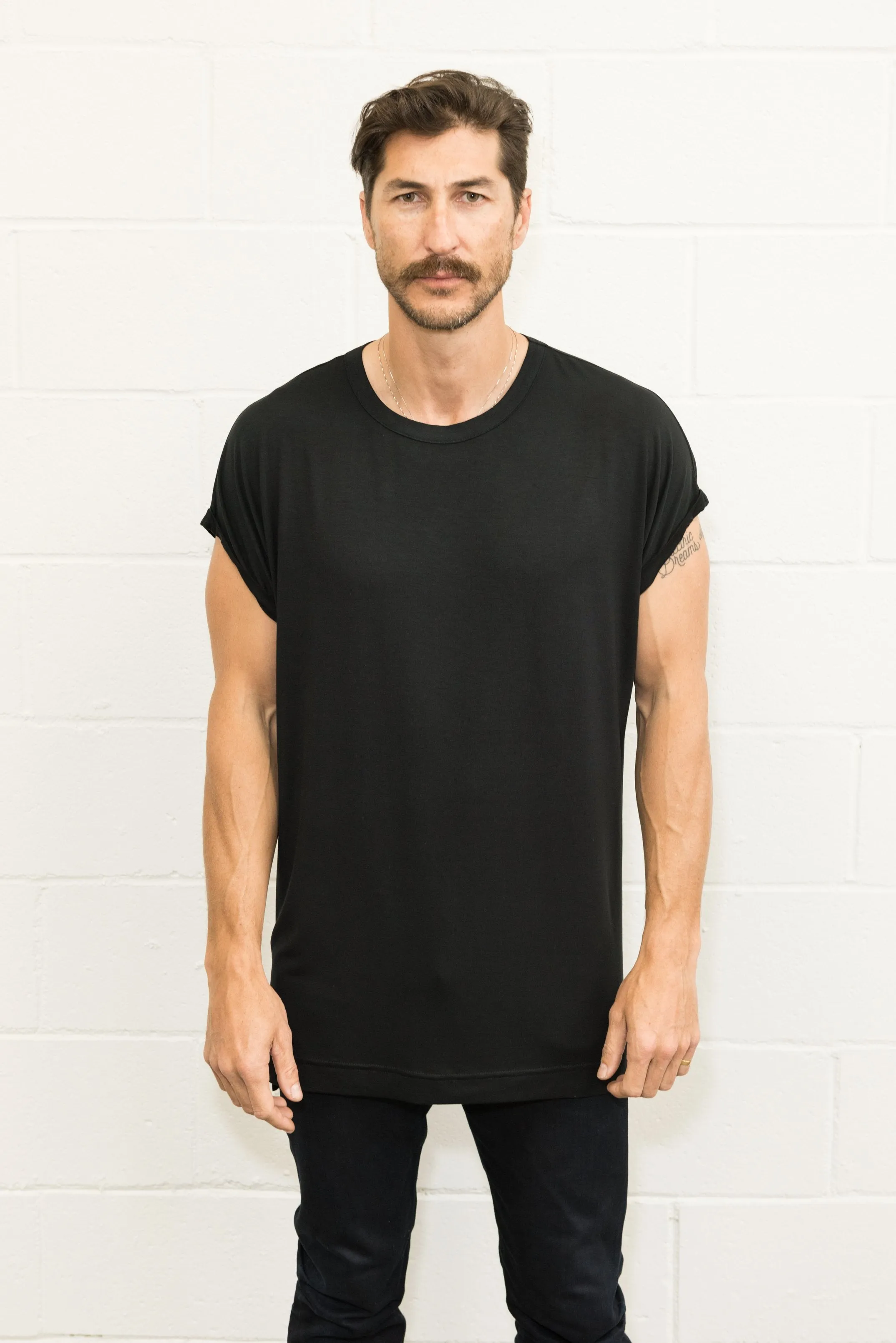 Men's Modal Hi-Lo Crew Neck Tee