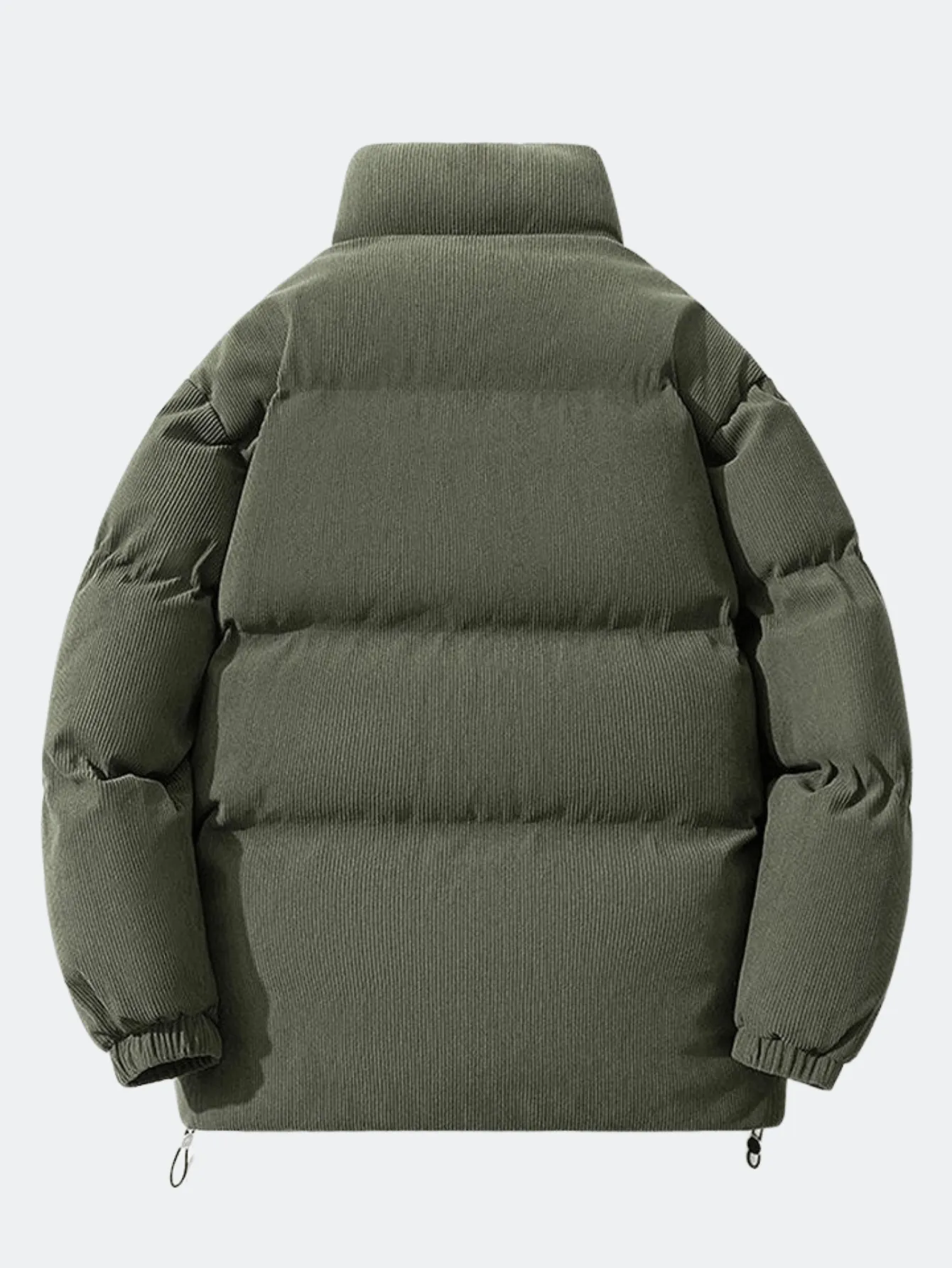 Men's Winter Thickened Green Corduroy Puffer Padded