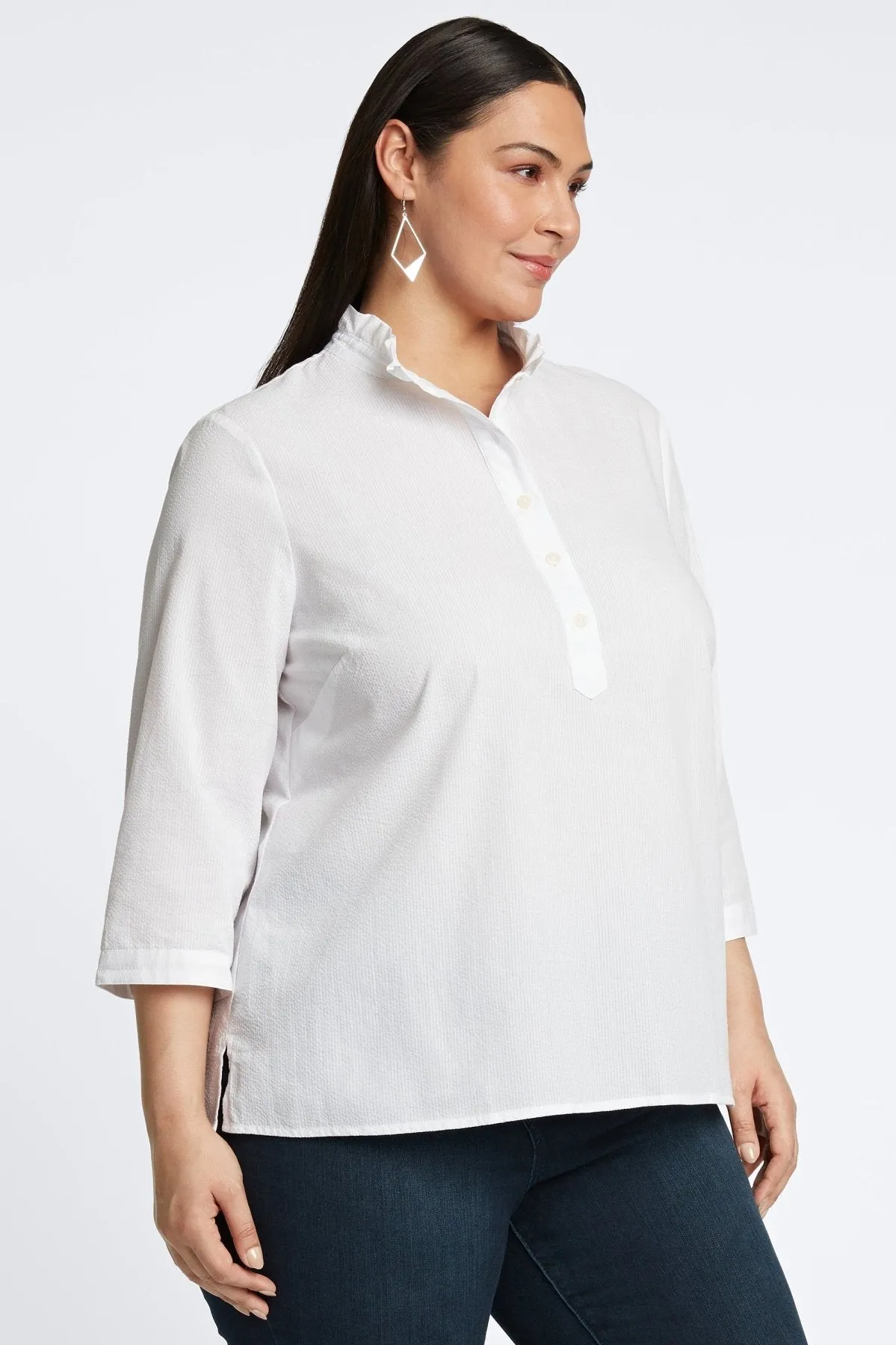 Mia Plus Seersucker Popover Shirt