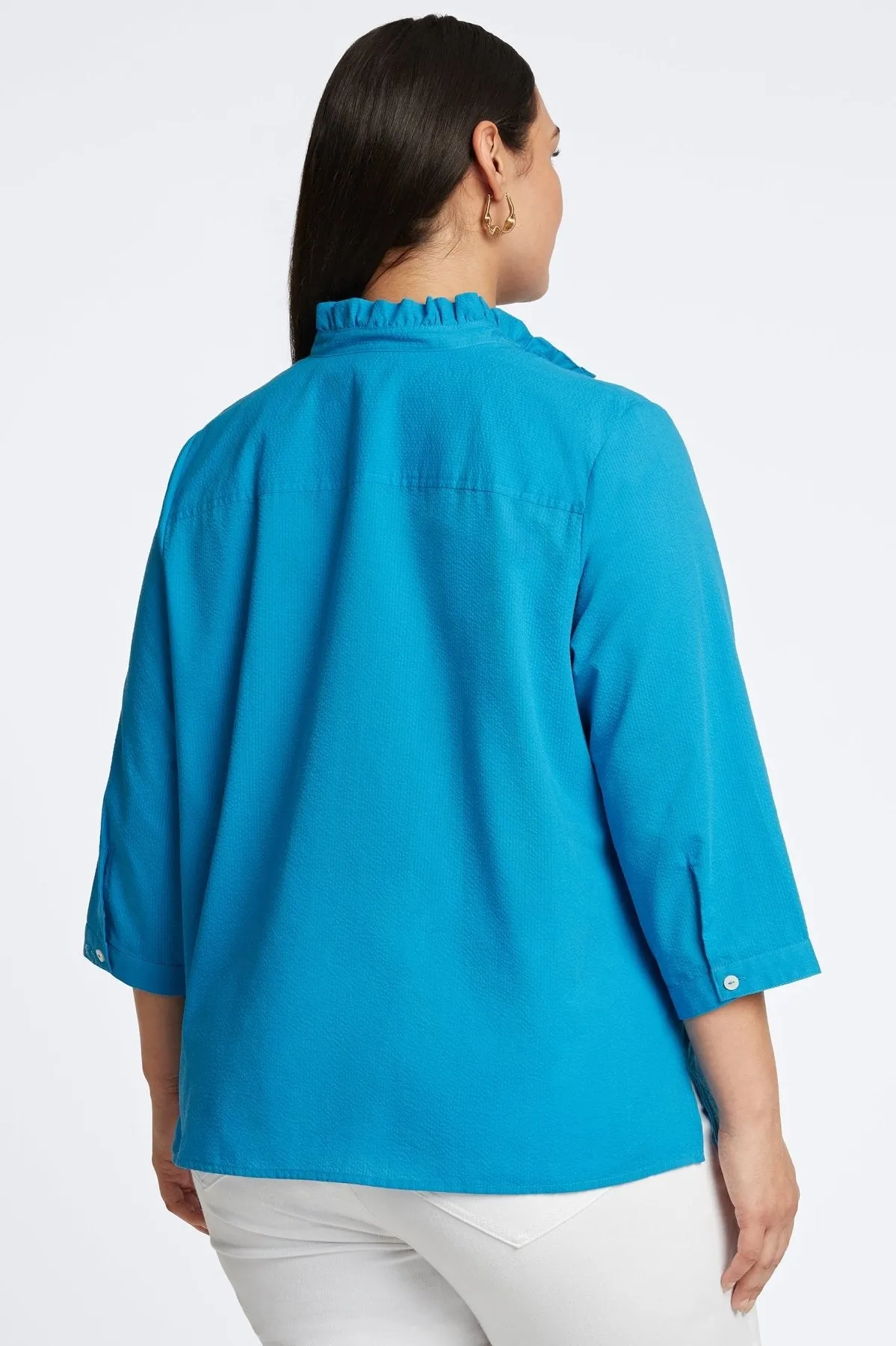 Mia Plus Seersucker Popover Shirt