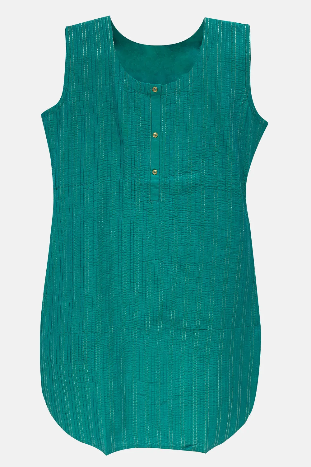 Mythri Women's Straight Sleeveless kurthi with Round neck - Green - E005