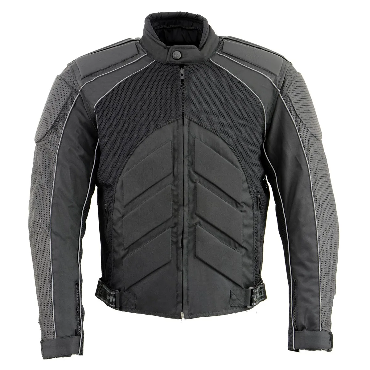 NexGen SH2153 Men's Black CE Armored Motorcycle Textile and Leather Combo Jacket