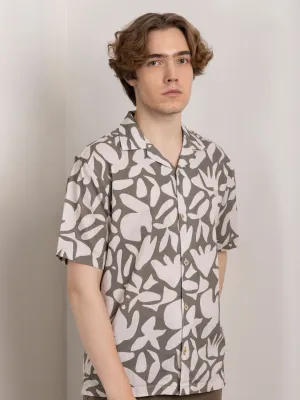 Olive Abstract Print Shirt