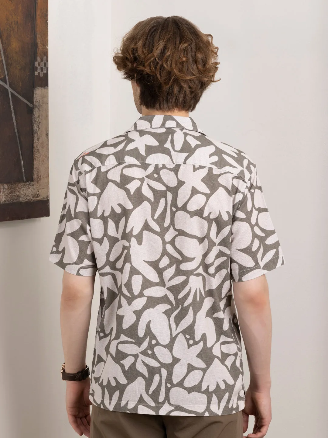 Olive Abstract Print Shirt