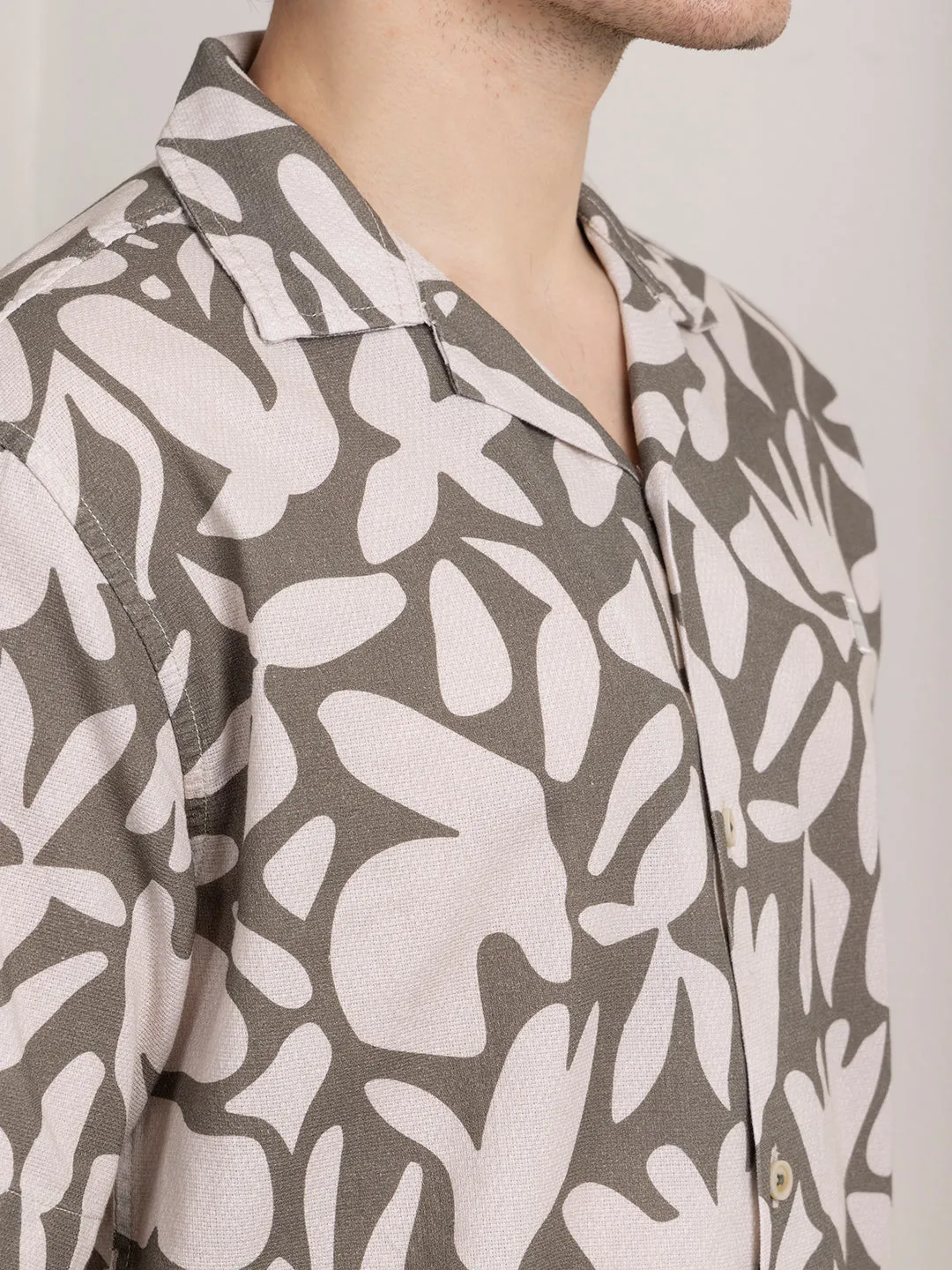 Olive Abstract Print Shirt