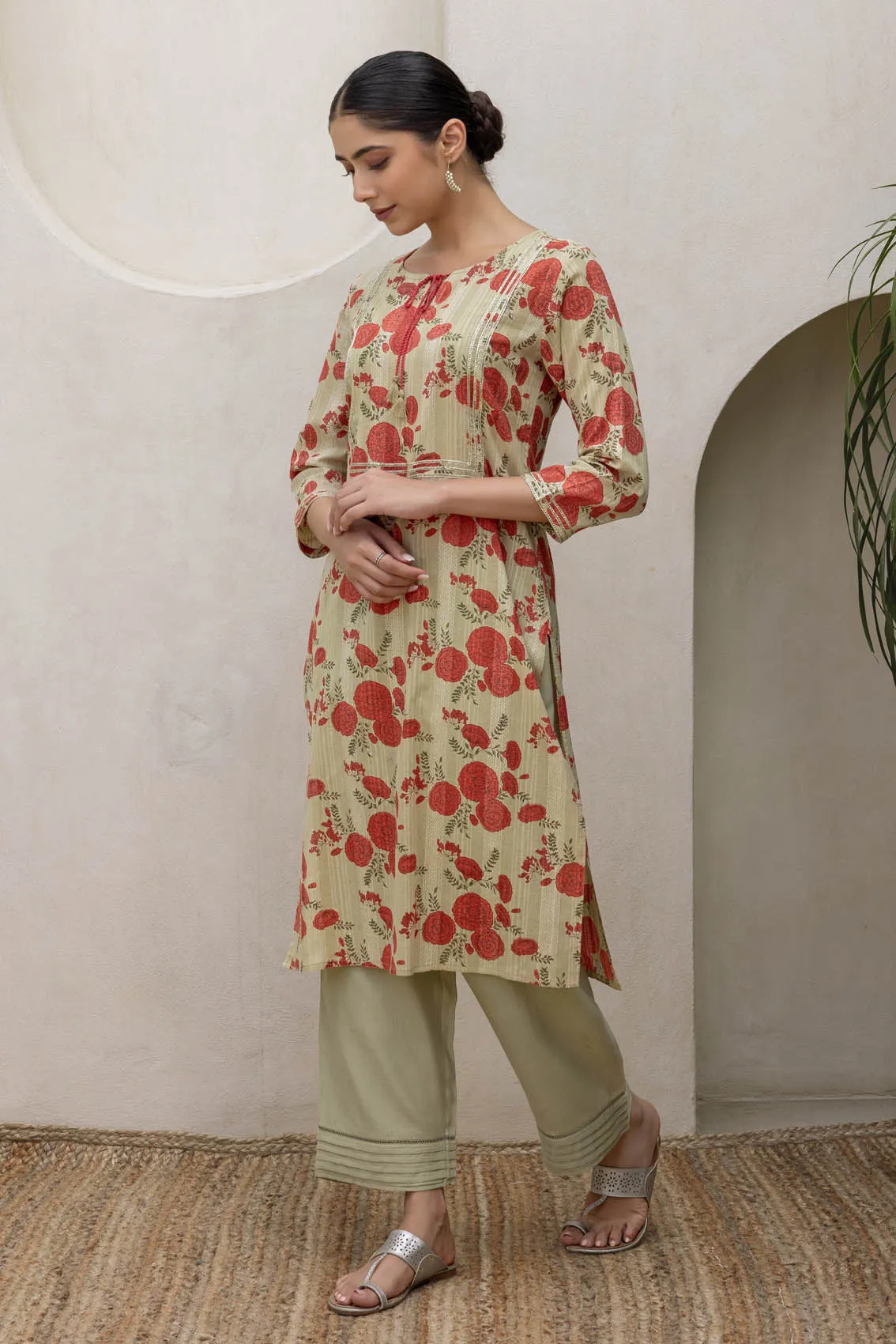 Orange Zinnia Kurta