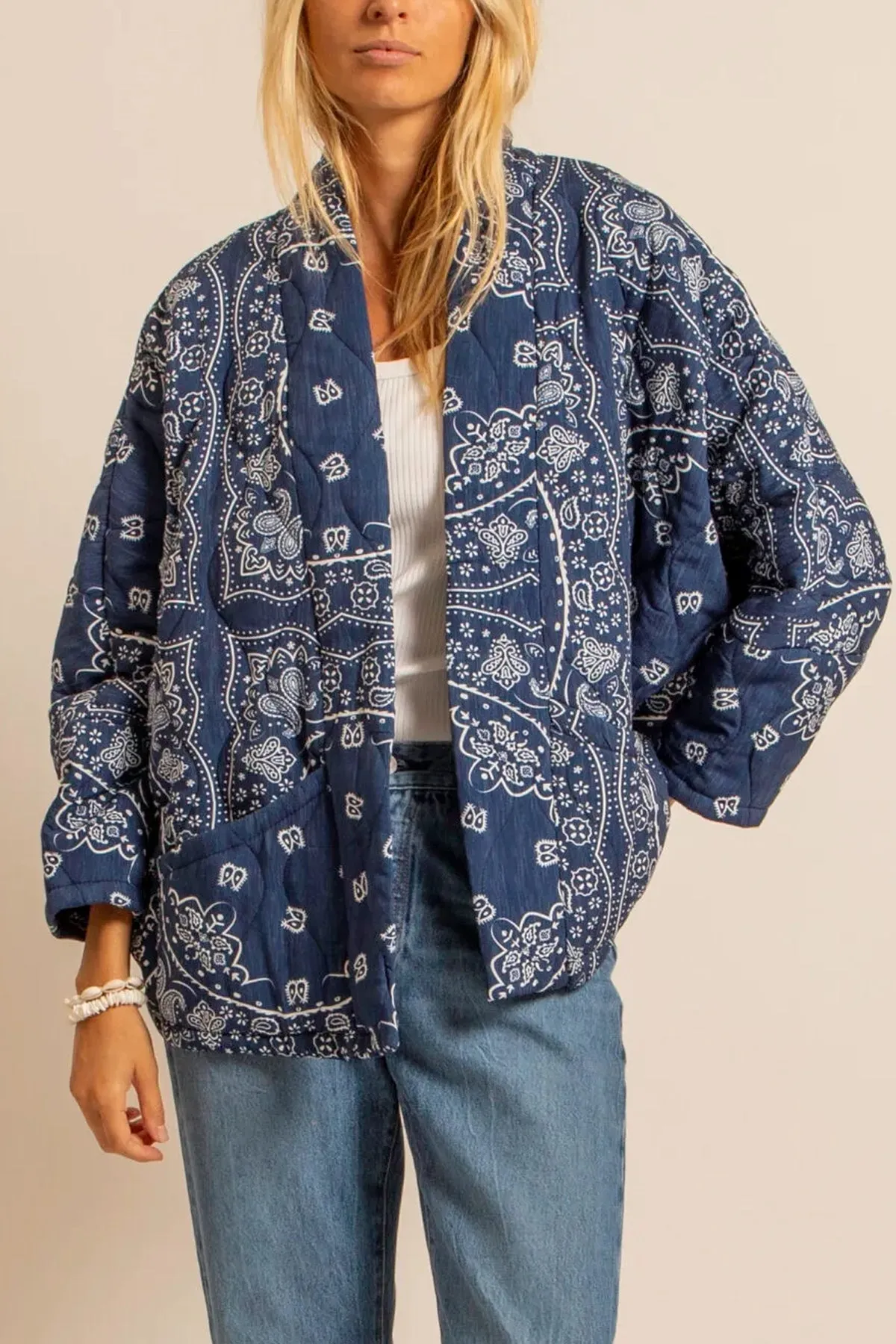 PADDED VISCOSE JACKET "BANDANA" BLUE