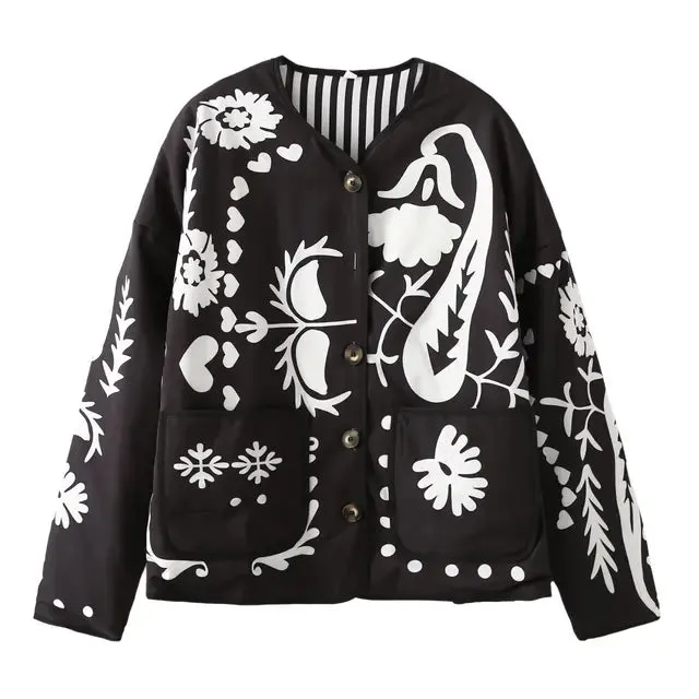 Pre Order:  Padded Floral Print Vintage Jacket