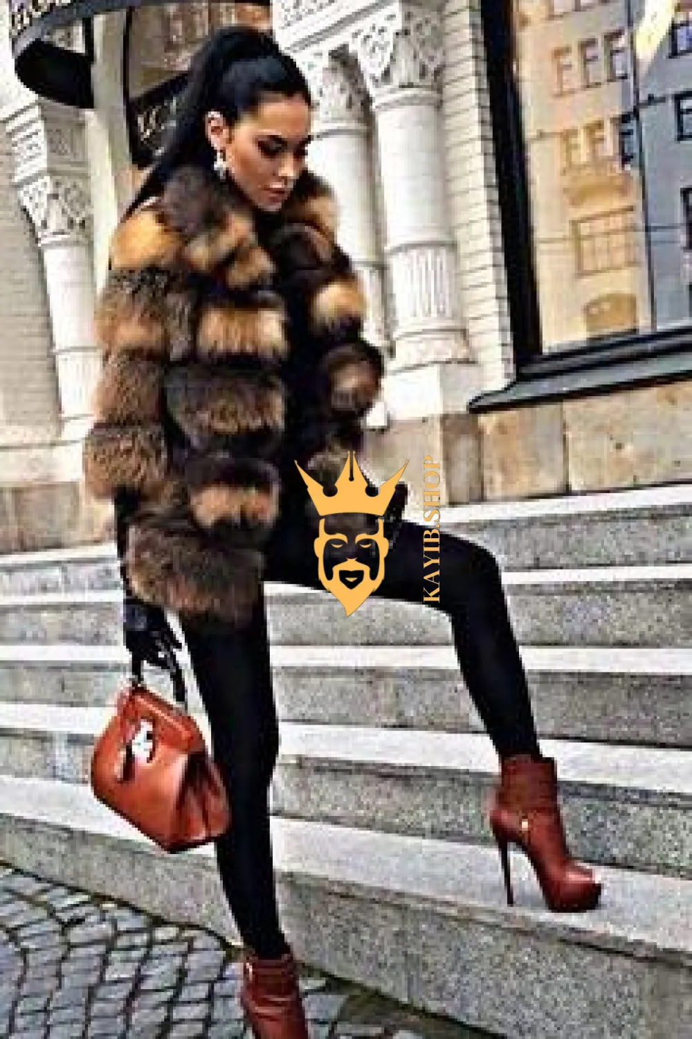 Raccoon Fur Short Coat - Stay Stylish and Warm with Oversized Sleeves - 100% Real Fur Luxury