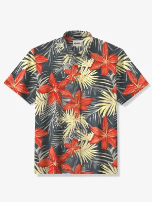 Retro Hawaiian Floral Seersucker Shirt