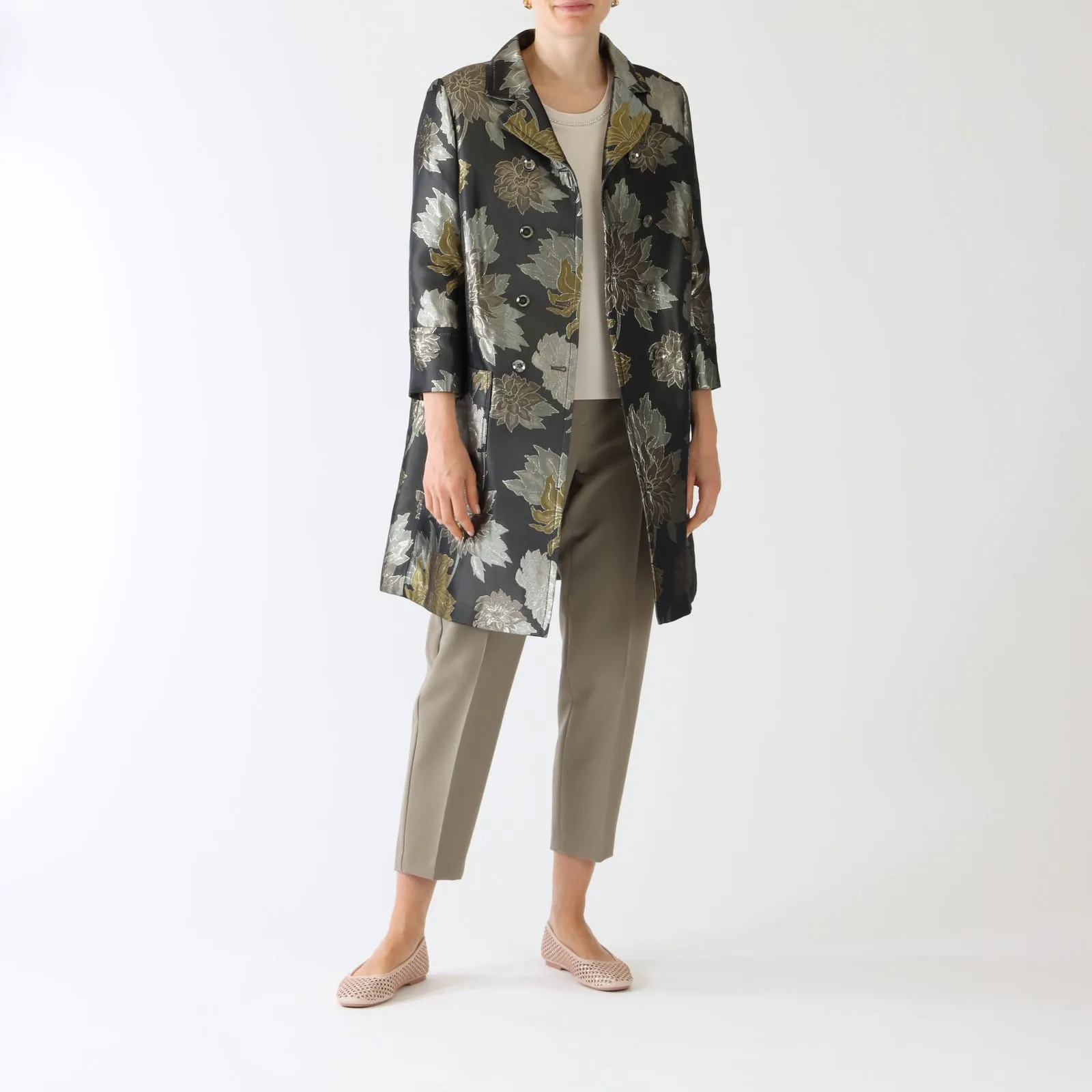 Sage Powder Noble Print Coat