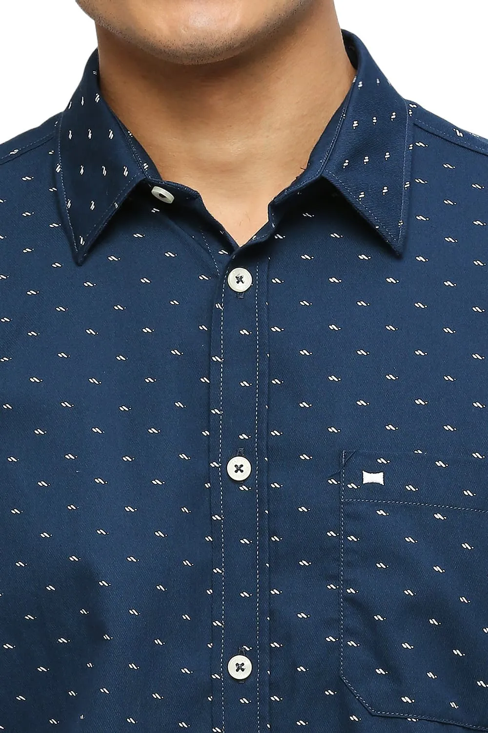 Slim Fit Cotton Polyester Twill Printed Shirt