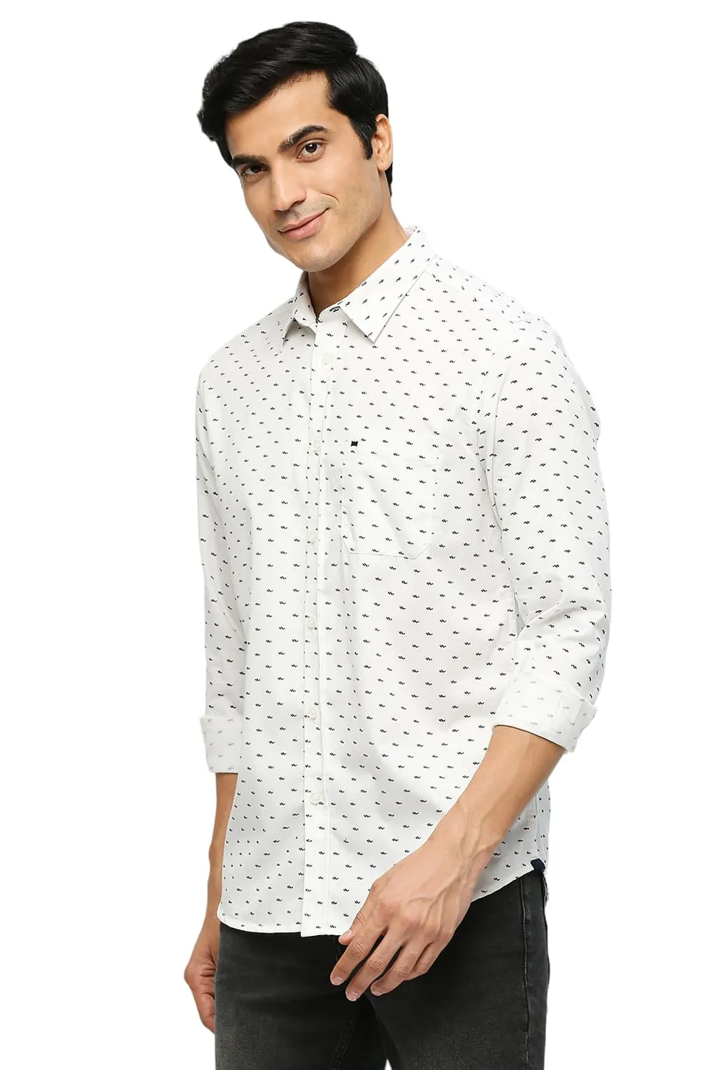 Slim Fit Cotton Polyester Twill Printed Shirt