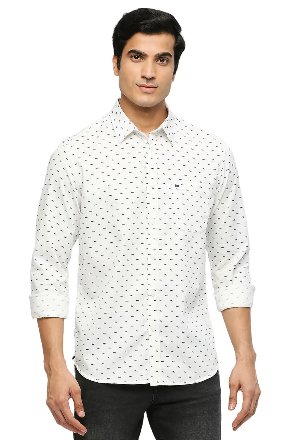 Slim Fit Cotton Polyester Twill Printed Shirt