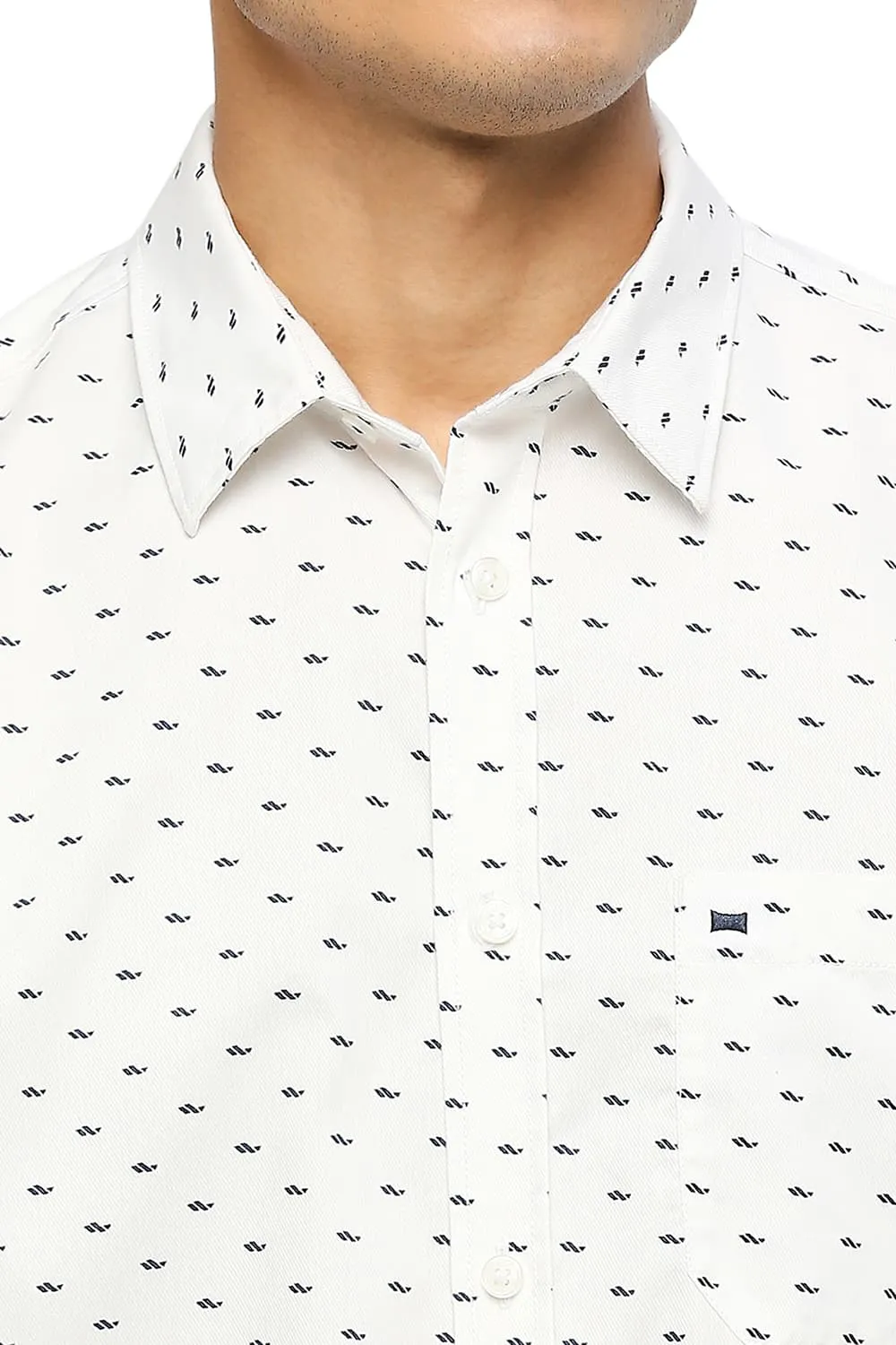 Slim Fit Cotton Polyester Twill Printed Shirt