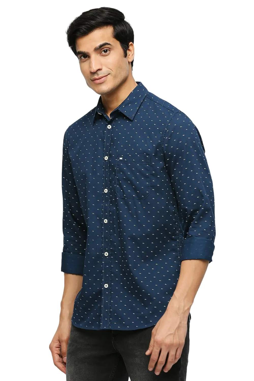 Slim Fit Cotton Polyester Twill Printed Shirt