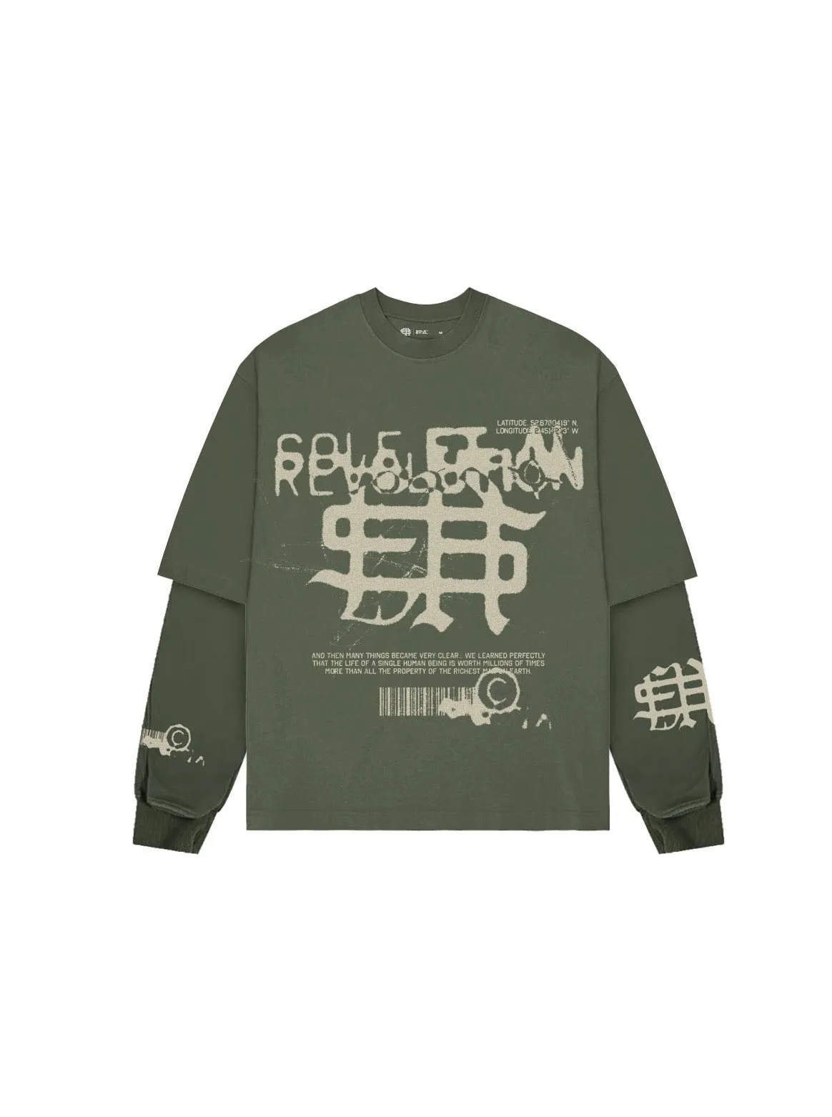 Sole et. Al Revølutiøn Double Layer Long Sleeve Tee : Military Green / Sand