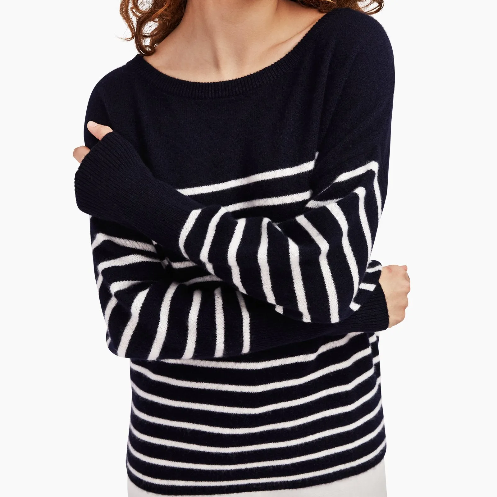 Striped Cashmere Oversized Boatneck Sweater