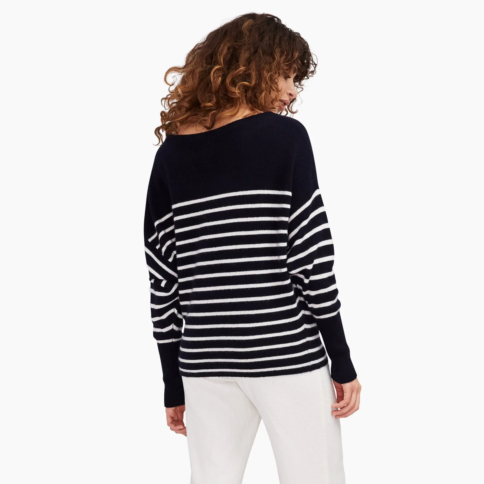 Striped Cashmere Oversized Boatneck Sweater