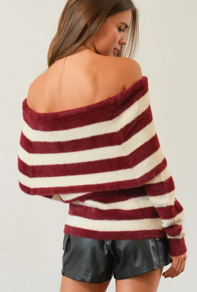 Striped Off-Shoulder Sweater