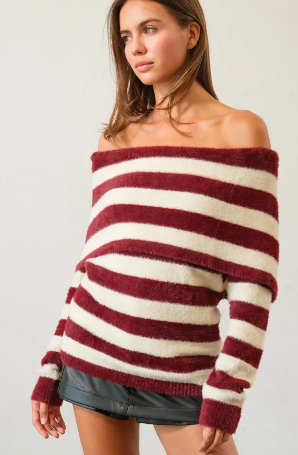 Striped Off-Shoulder Sweater