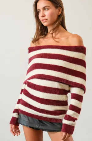 Striped Off-Shoulder Sweater