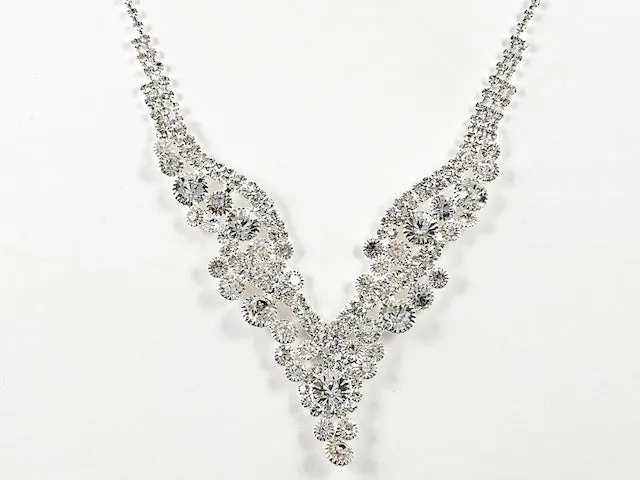 Stylish Multi Layered Crystal Statement Earring Necklace Fashion Set