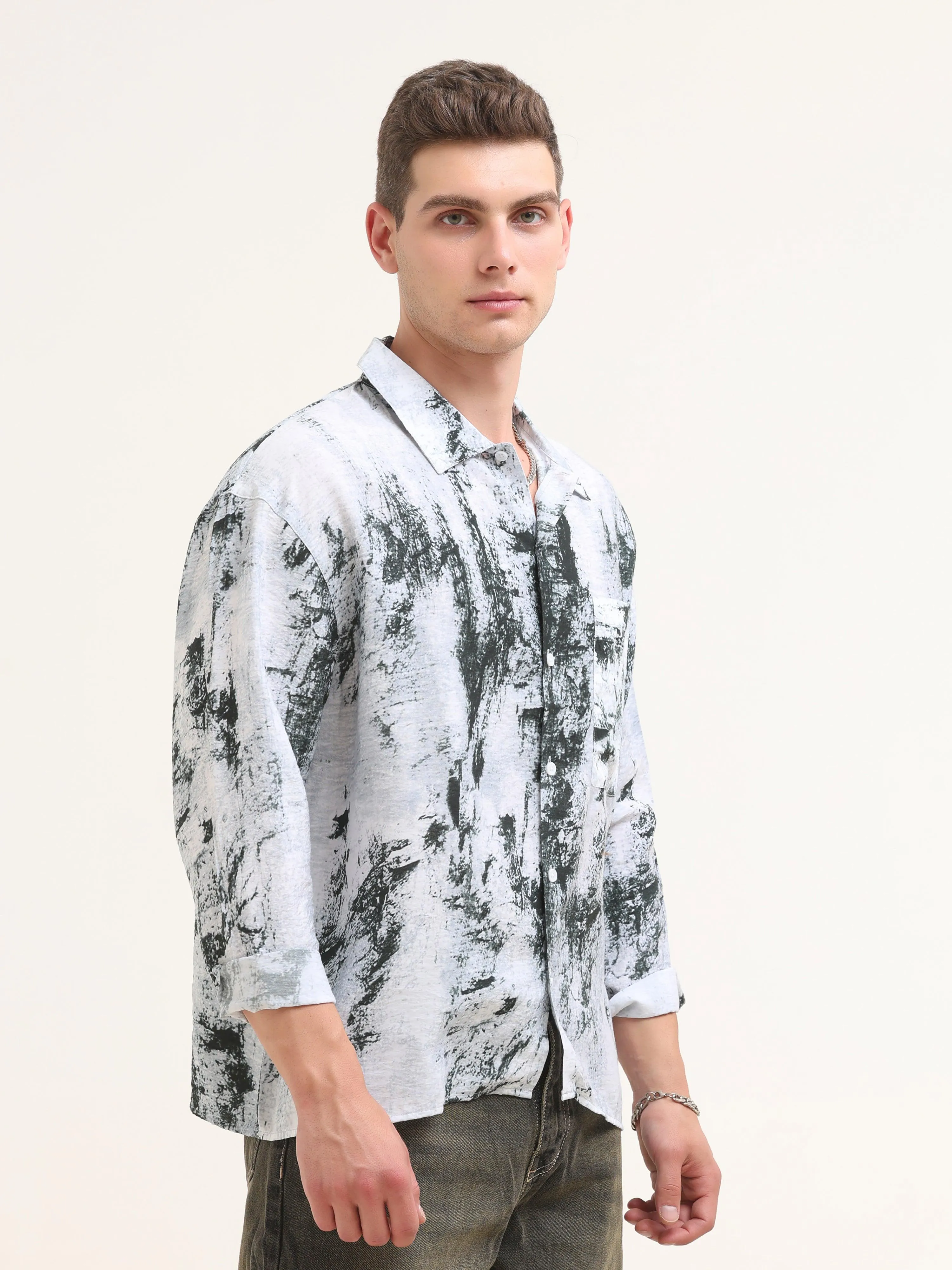 Tar Baggy Printed Shirt- Green