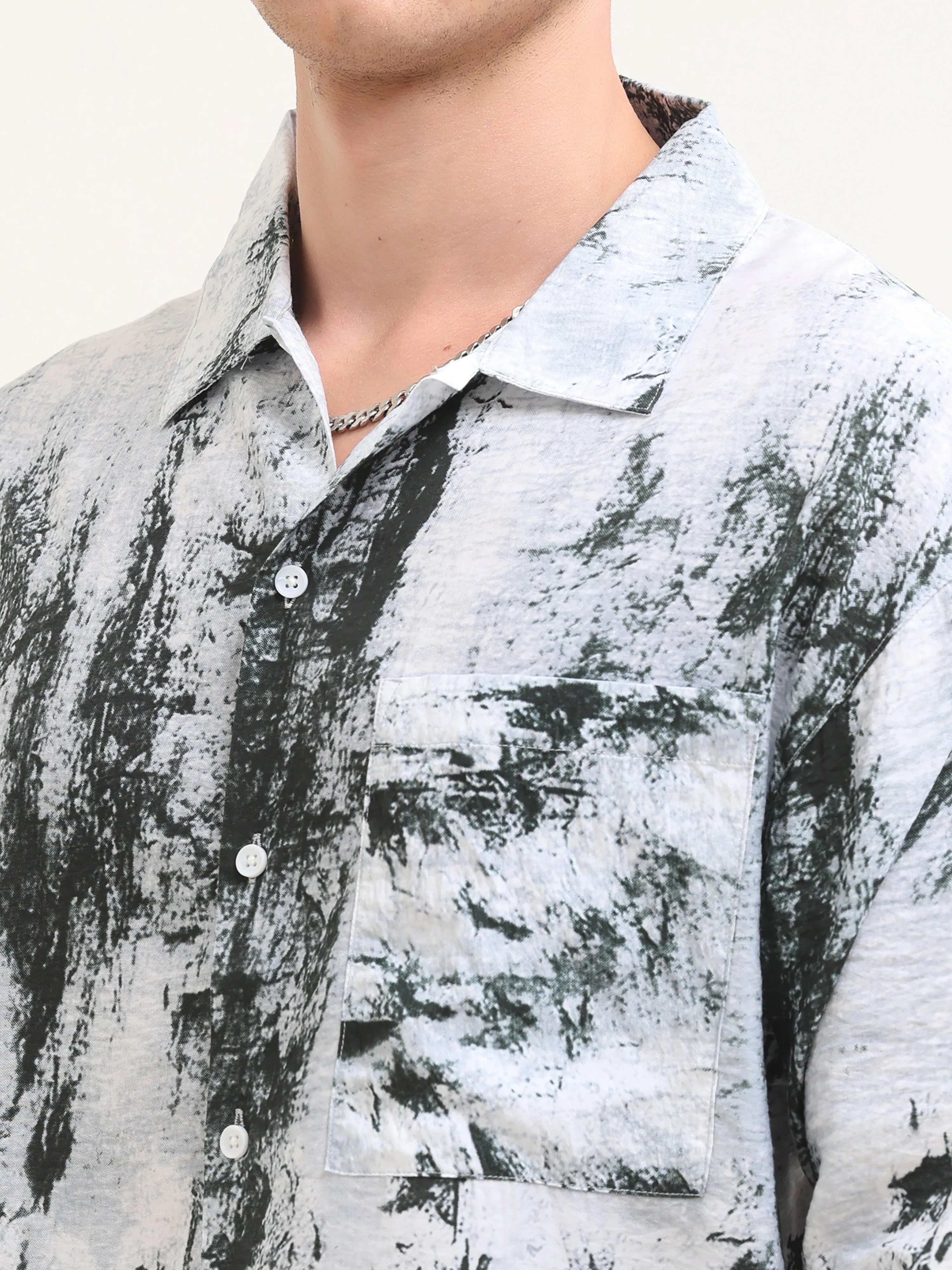 Tar Baggy Printed Shirt- Green