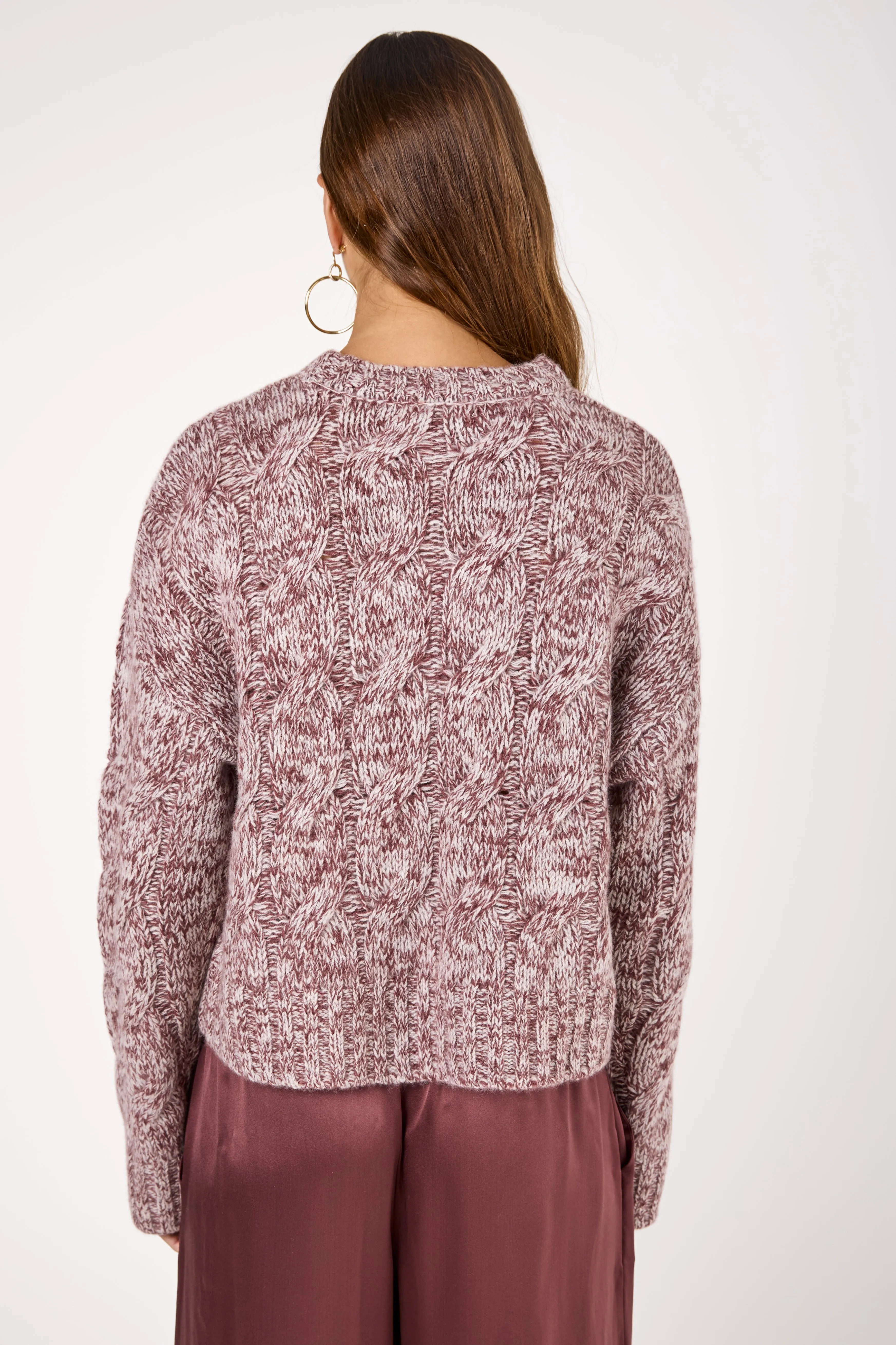 Tristan Cashmere Marled Crewneck Pullover in Cimarron